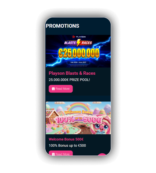 Sweetsino kampanjeside med bannere for velkomstbonus, cashback og turnering